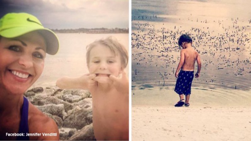Ella le tomó una foto a su hijo en el mismo lugar de Disney donde el caimán atacó al niño. Esto pasó 