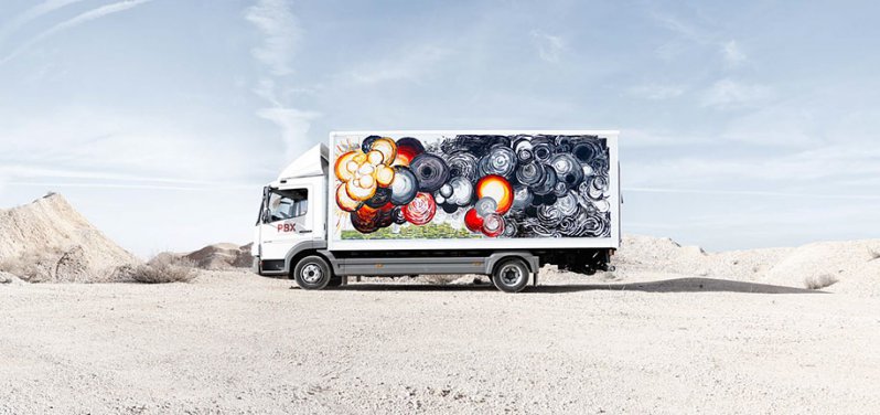 Camioneros españoles promueven el arte callejero en sus vehículos 