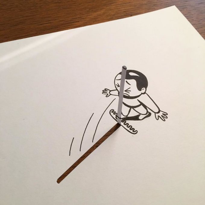 Este ilustrador usa ingeniosos trucos 3D para dar vida a sus dibujos 