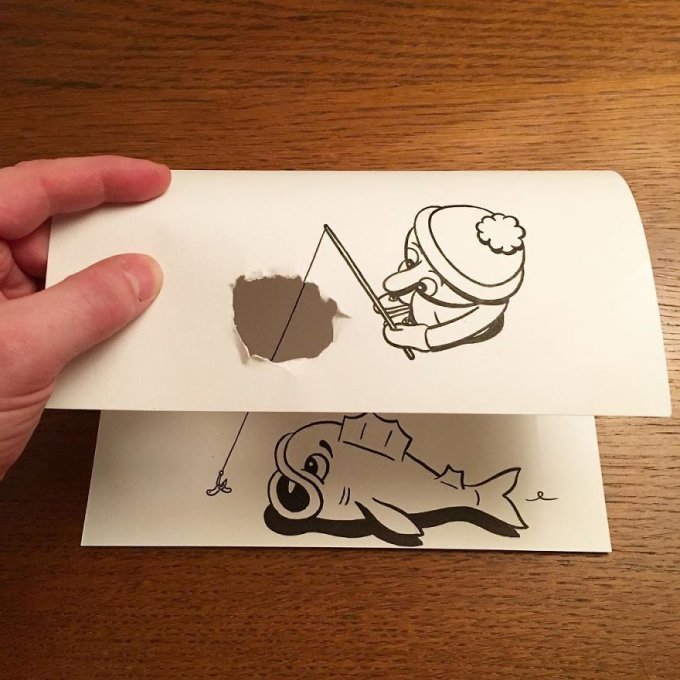 Este ilustrador usa ingeniosos trucos 3D para dar vida a sus dibujos 