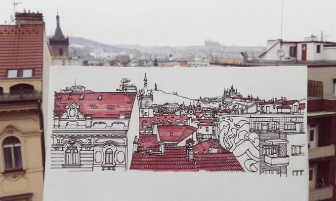 Estoy viajando de mochilero por Europa y dibujo cada ciudad por la que paso 